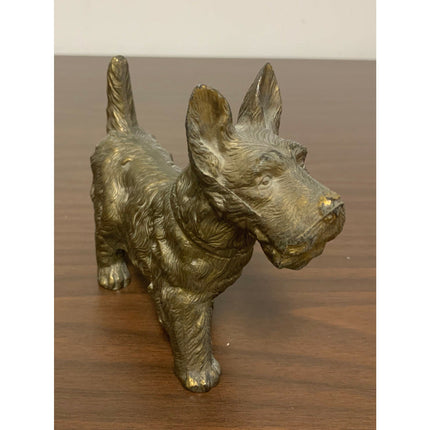 Japan Scottish Terrier Bronzed Figurine – 1940’s-50’s Metal Dog Statue