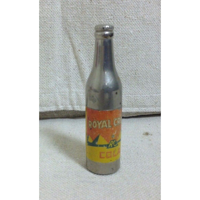 Vintage 1940s Royal Crown Cola Bottle Lighter – Metal w/ Paper Label – Unfired