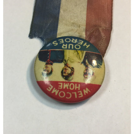 Vintage 1940s WWII Patriotic Pinback Button w/ Ribbon – World War II Memorabilia