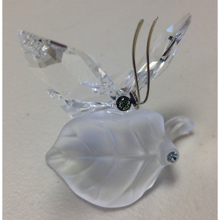 Swarovski Crystal Butterfly on Frosted Leaf Figurine #0182920 Original Box