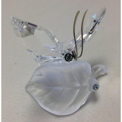 Swarovski Crystal Butterfly on Frosted Leaf Figurine #0182920 w/ Original Box
