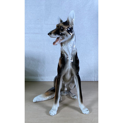 Wien Keramos Rudolf Chocholka Art Nouveau German Shepherd Alsatian Dog Figurine