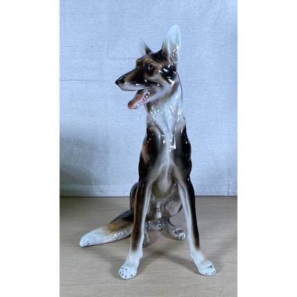 Wien Keramos Rudolf Chocholka Art Nouveau German Shepherd Alsatian Dog Figurine