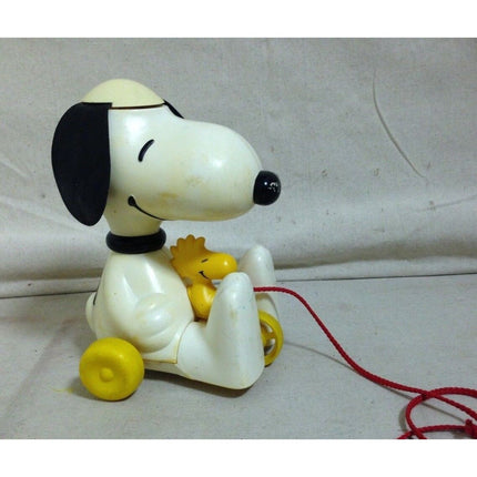 Vintage 1970s Hasbro Snoopy Woodstock Pull Toy Spinning Ears Helicopter Peanuts