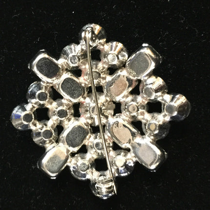 Vintage Ice Rhinestone Brooch 1.5” Unmarked Weiss Style Sparkling Pin Jewelry