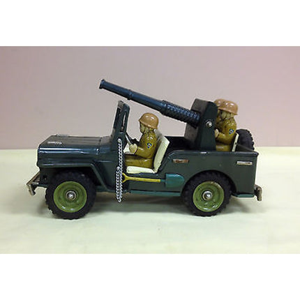 1950’s Japan Friction Anti-Aircraft Jeep – 3 Men, 3 Guns, Large Version