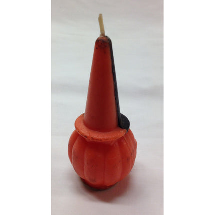 Vintage 1960s Gurley Halloween Pumpkin Candle w/ Original Base Label 4.5"