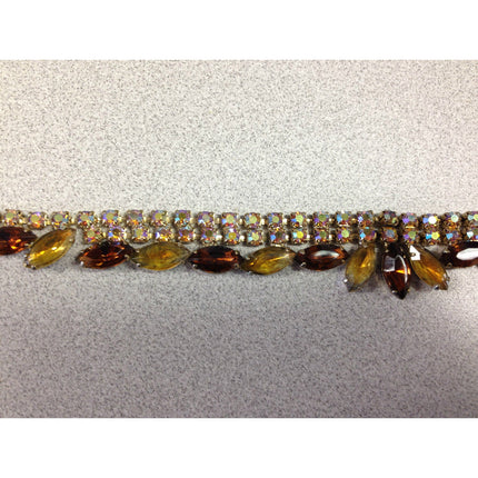 Beautiful Vintage Yellow & Amber Rhinestone Necklace