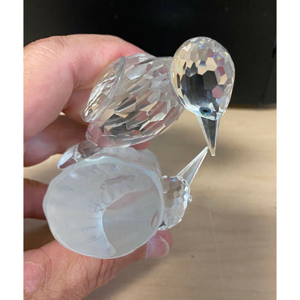 1988 Swarovski SCS Woodpeckers Figurine – Frosted Crystal Birds 4.25" No Box