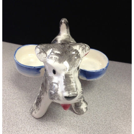 Occupied Japan Scottie Dog Porcelain Vintage Ring Holder with Dual Bowls