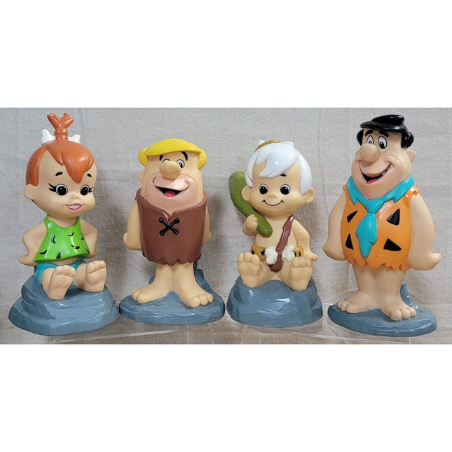 1994 Flintstones Plastic Still Banks Lot of 4 Fred Barney Pebbles Bam Bam
