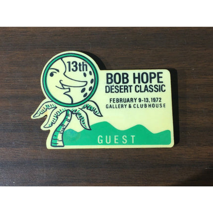 2 Bob Hope Desert Classic Golf Badges 1972 Guest & 1974 Season TTC Trammel Co.