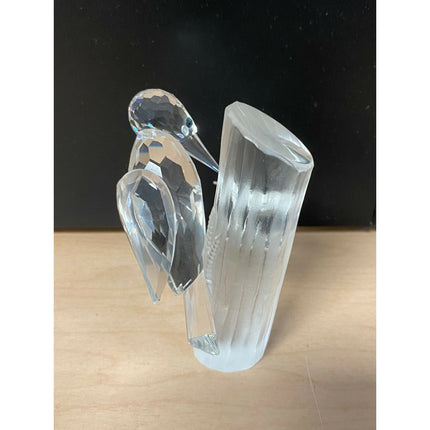 1988 Swarovski SCS Woodpeckers Figurine – Frosted Crystal Birds 4.25" No Box