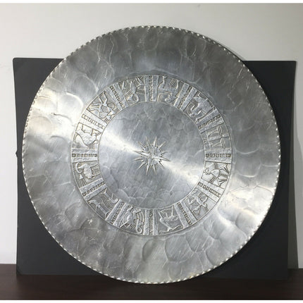 Arthur Armour Aluminum Zodiac Tray – Mid-Century Hand-Wrought 18" Vintage