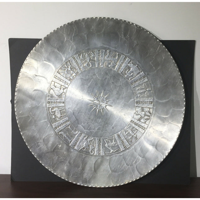 Arthur Armour Aluminum Zodiac Tray – Mid-Century Hand-Wrought 18" Vintage