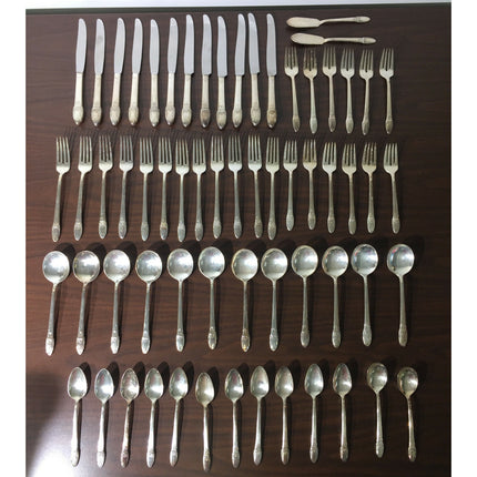 63-Piece 1847 Rogers Bros "First Love" Silverplate Flatware Set for 12