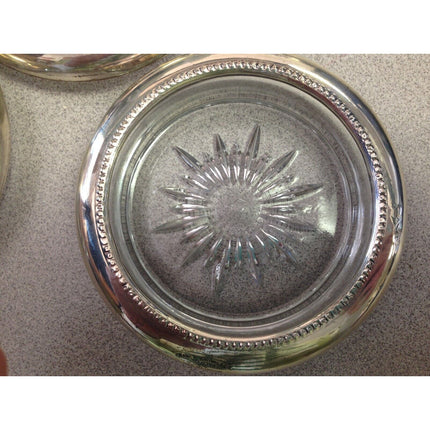 Vintage Frank M Whiting Sterling Silver Rimmed Crystal Coasters – Set of 3