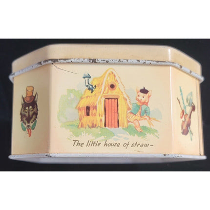 Vintage 1946 Litho Three Little Pigs Candy Tin with Lid – Metal Box Co., England