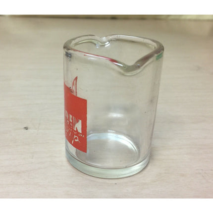 Vintage Log Cabin Syrup Clear Glass Double Spout Pancake Pour Cup Server