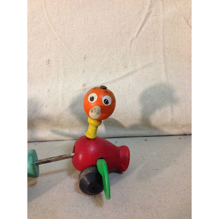 Vintage 1956 Fisher-Price Gabby Goofies Duck Family Wooden Pull Toy #770