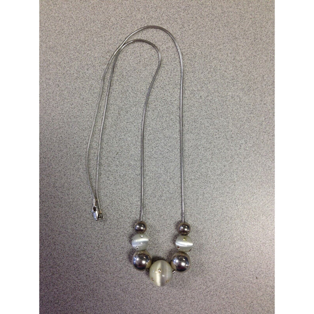 Vintage Sterling Silver & Glass Bead Necklace