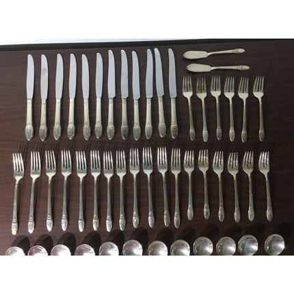 63-Piece 1847 Rogers Bros "First Love" Silverplate Flatware Set for 12