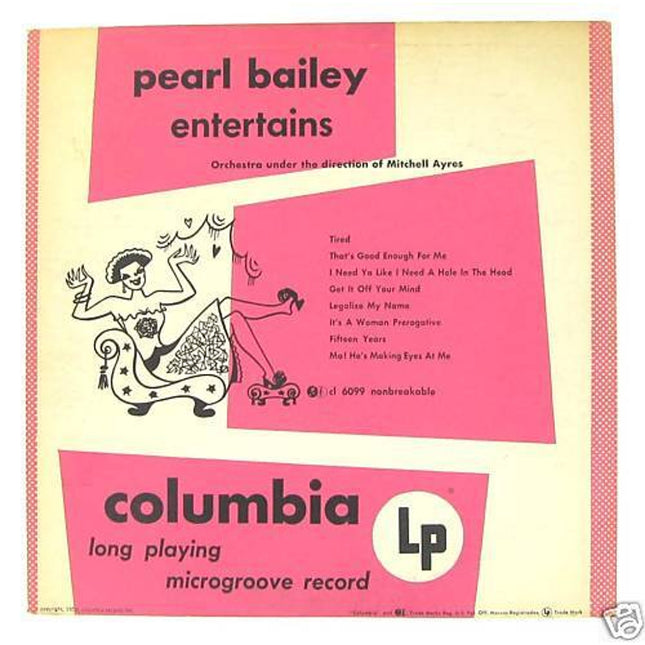 Pearl Bailey Entertains – Columbia CL 6099 10" LP 1950 – Mono Red Label