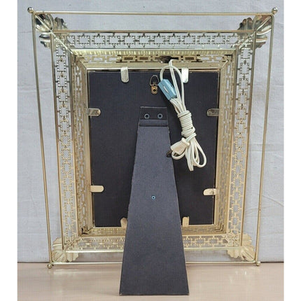 3D Last Supper Hologram Light-Up Shadow Box Picture Brass Tone Metal Frame