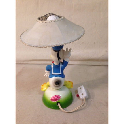 Vintage 1960s Dan Brechner Disney Donald Duck Porcelain Table Lamp w/ Shade