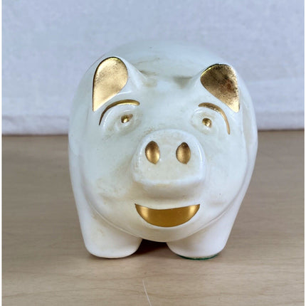 VTG Buntingware Pig Bank Lancaster East Division Cream Ceramic w/ Gold Overlay