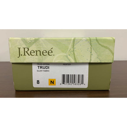 J. Renee Trudi Pewter Heels 8N Crinkled Foil Leaf Fabric Rhinestone Buckle NIB