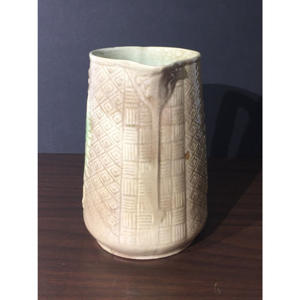 Antique Majolica Leaf Pitcher – Early 1900s Pottery – Brown & Green