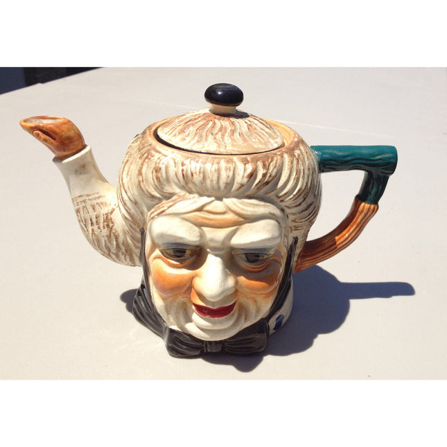 Vintage 1940s Japan Porcelain Teapot Old Lady Design 9" Antique