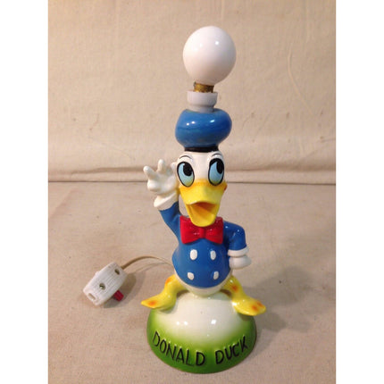 Vintage 1960s Dan Brechner Disney Donald Duck Porcelain Table Lamp w/ Shade