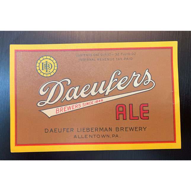 Daeufers Ale Beer Label – IRTP, Early 1930s