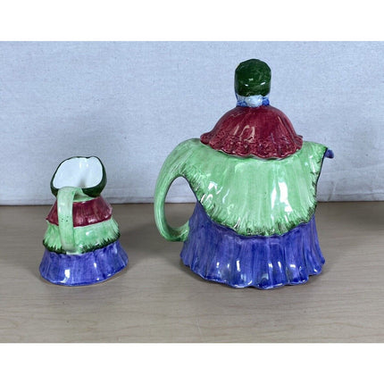 England “Little Old Lady” Pitcher & Creamer Set – 8 1/4" & 4 1/2" Tall