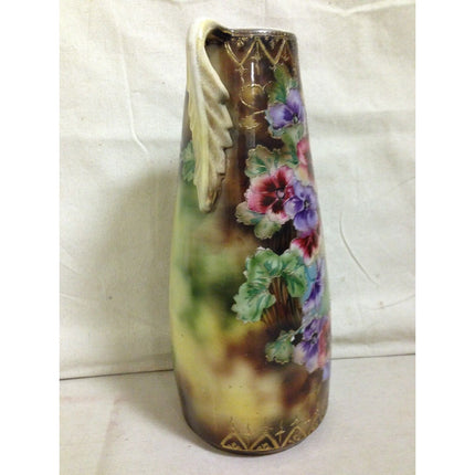 Vintage 1920s Japan Porcelain Vase – Floral Design, Gold Accents, 15.5" Tall