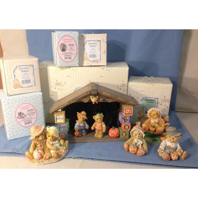 Cherished Teddies Halloween & Harvest Figurines w/ Boxes & Paperwork