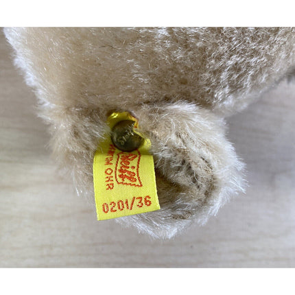 Steiff #0201/36 Original Teddy Bear – 9" Plush with Bow, Tag & Button