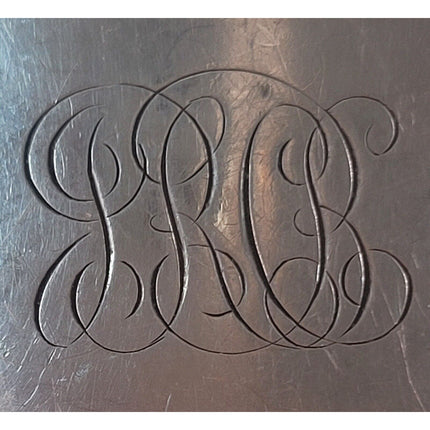 Antique 1903 Sterling Silver Monogrammed Overlaid Glass Flask