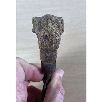 1920’s–30’s Airedale Dog Bottle Opener – Syroco Type Wood & Metal – 4 1/2"