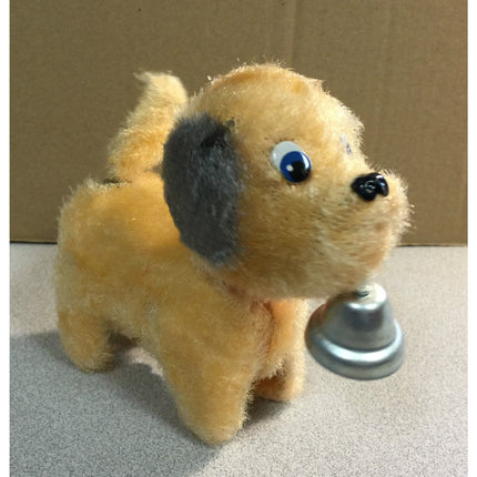 Vintage Japan Bell Ringer Pup Windup Toy 1950s–60s Working Tan & Gray