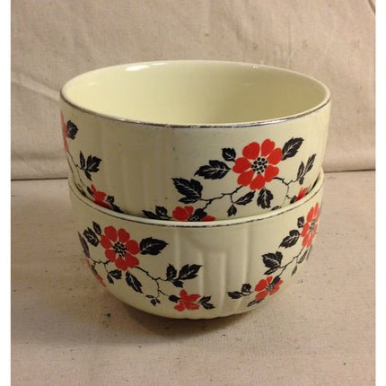 Vintage Hall’s Kitchen Ware Red Poppy Bowls – Set of 2, 6 1/4”