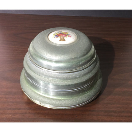 Vintage 1950s Musical Powder Box Enamel Bouquet of Flowers Working