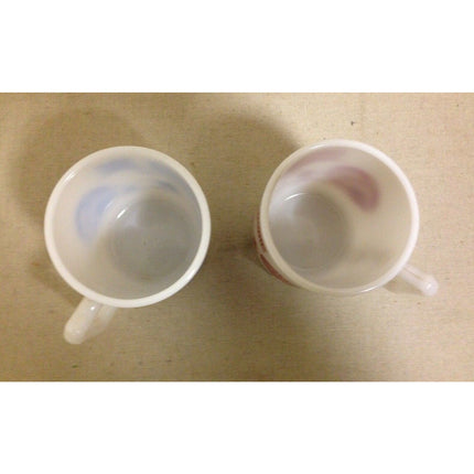 Vintage Hazel Atlas Ranger Joe Milk Glass Child's Mugs Red Blue Set of 2