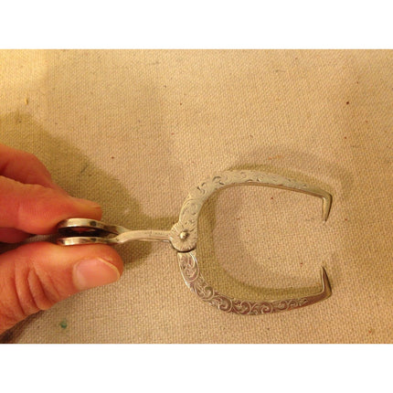 Vintage Sterling Silver Ice Tongs – Ornate Etched Design, 12.75g