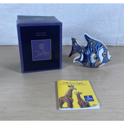 De Rosa Angel Fish Hand Carved Hand Painted Figurine Original Box 5"