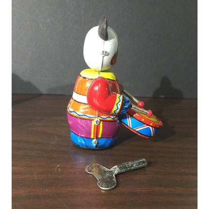 Vintage Clockwork Panda Drummer Wind Up Tin Toy NIB 3.75" China Working