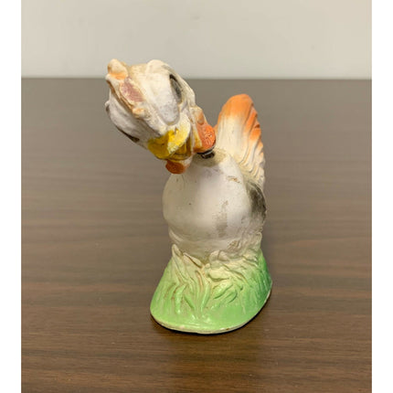 Vintage 1930s-40s Chalk Chicken Rooster Figurine with Bobbing Head