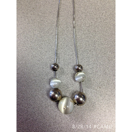 Vintage Sterling Silver & Glass Bead Necklace